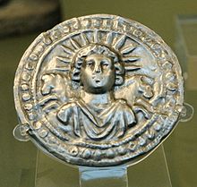 Repoussé silver disc of Sol Invictus, Roman, 3rd century, found at Pessinus (British Museum)