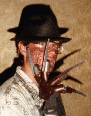 (Martin in home-made Freddy Krueger makeup, Swancon 1990)